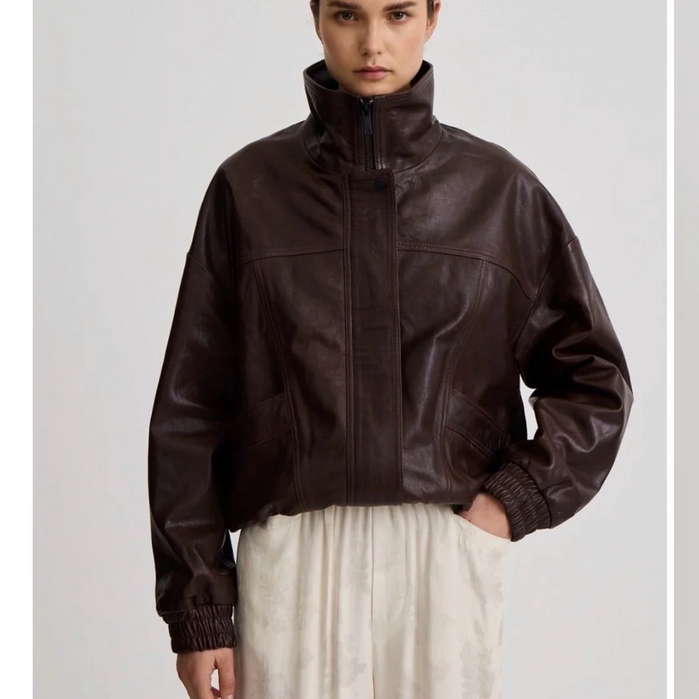 Smythe Dark Brown Leather Bomber Jacket